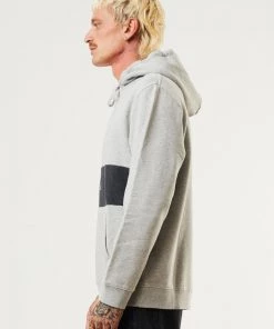 Afends Mens Panel - Organic Hoodie - Grey Marle