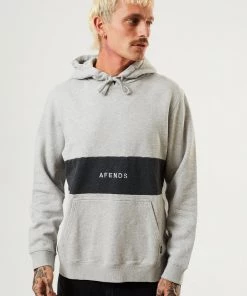 Afends Mens Panel - Organic Hoodie - Grey Marle