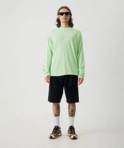 Afends Mens Natural Technology - Hemp Long Sleeve Graphic T-Shirt - Lime Green NEW ARRIVALS