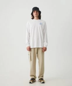 NEW ARRIVALS Afends Mens Chromed - Recycled Long Sleeve Graphic T-Shirt - White