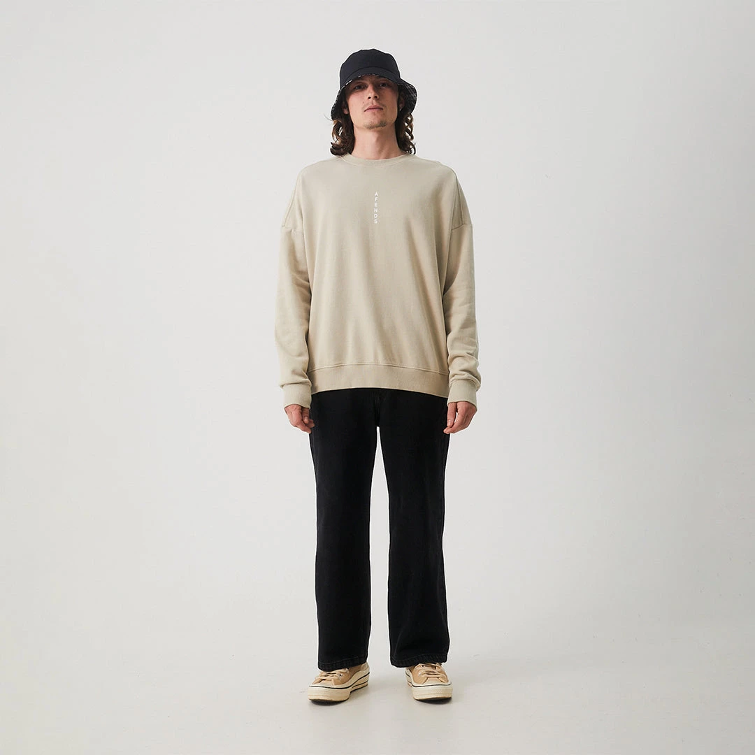 Afends Mens Luxury - Recycled Crew Neck Jumper - Cement 6 Afends Mens Luxury - Recycled Crew Neck Jumper - Cement