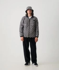 Afends Mens Asta - Hemp Check Reversible Jacket - Black NEW ARRIVALS
