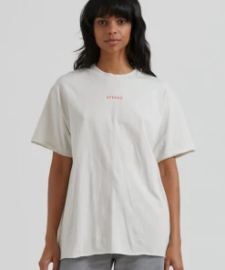 Afends Womens Carvings - Recycled Oversized T-Shirt - Off White Clothing