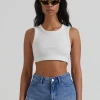 Afends Womens Chloe - Hemp Ribbed Crop Tank - Off White RIBBED STAPLES