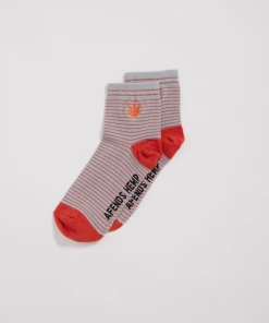 Afends Unisex Revolution - Hemp Striped Crew Socks - Coral