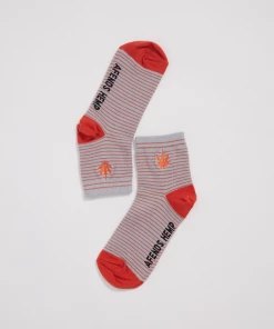Afends Unisex Revolution - Hemp Striped Crew Socks - Coral