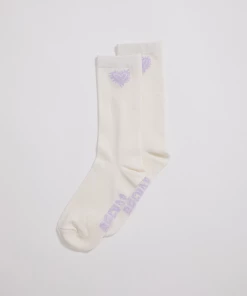 Afends Unisex Pink Noise - Hemp Crew Socks - Off White