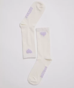 Afends Unisex Pink Noise - Hemp Crew Socks - Off White