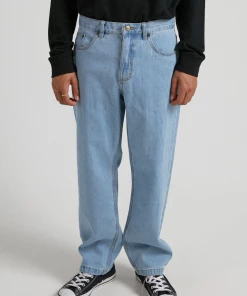 SALE Afends Mens Ninety Twos - Hemp Denim Relaxed Fit Jean - Stone Blue