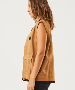 Clothing Afends Unisex Small Moments - Unisex Hemp Zip Up Vest - Chestnut
