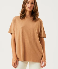 EVERYDAY ESSENTIALS Afends Womens Slay - Hemp Oversized T-Shirt - Chestnut