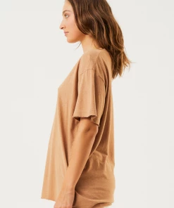 EVERYDAY ESSENTIALS Afends Womens Slay - Hemp Oversized T-Shirt - Chestnut