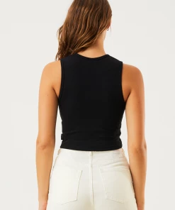 Afends Womens Dalston - Hemp Ribbed Tank - Black RIBBED STAPLES