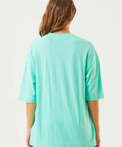 Afends Womens Ava - Hemp Oversized Graphic T-Shirt - Mint Clothing