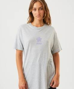 Afends Womens Paradoxic - Hemp Oversized Graphic T-Shirt - Shadow Grey Marle