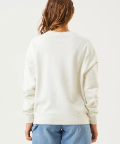 Afends Womens Dua - Recycled Slouchy Crew Neck Jumper - Off White