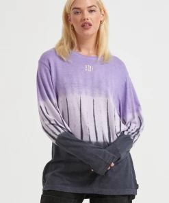 Clothing Afends Womens Moonshadow - Hemp Washed Long Sleeve T-Shirt - Plum