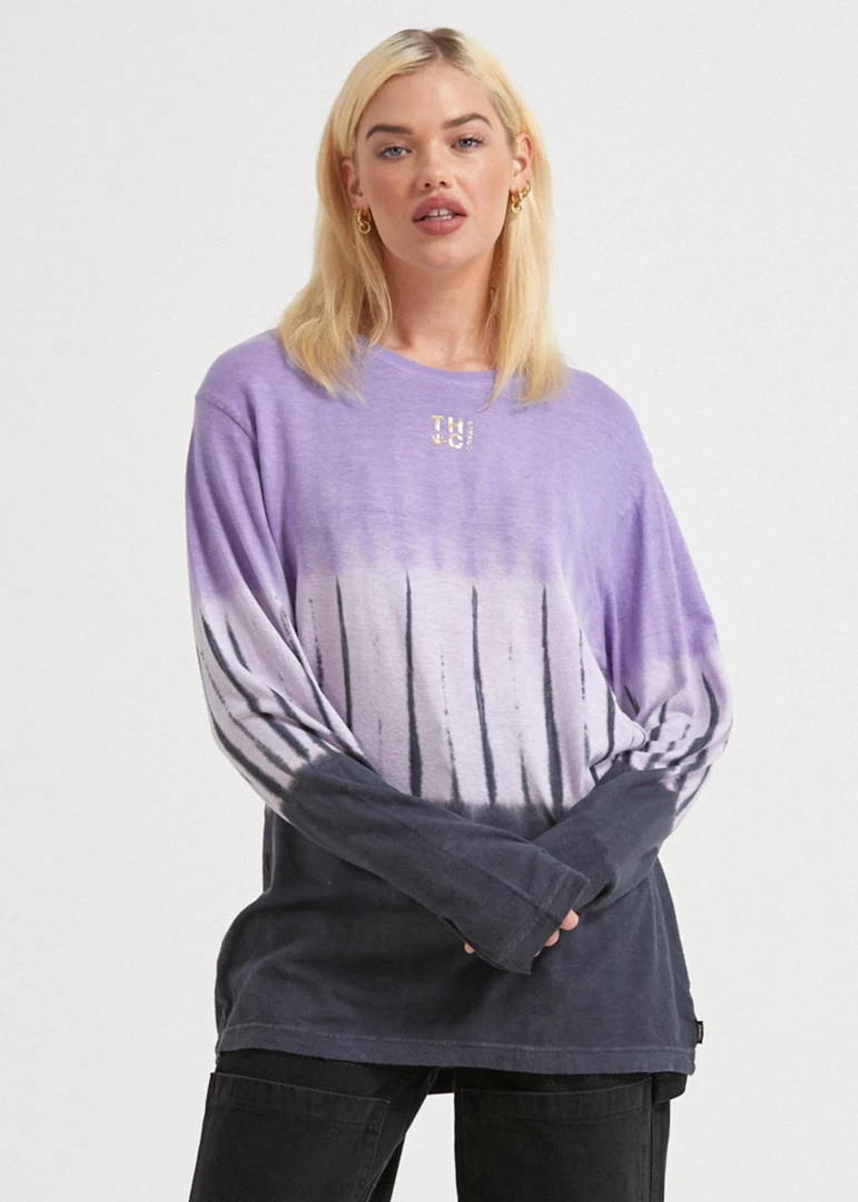Clothing Afends Womens Moonshadow - Hemp Washed Long Sleeve T-Shirt - Plum 1 Clothing Afends Womens Moonshadow - Hemp Washed Long Sleeve T-Shirt - Plum