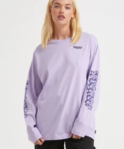 Afends Womens Tracks - Recycled Long Sleeve Graphic T-Shirt - Tulip