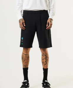 Afends Mens Build It - Hemp Elastic Waist Shorts - Black