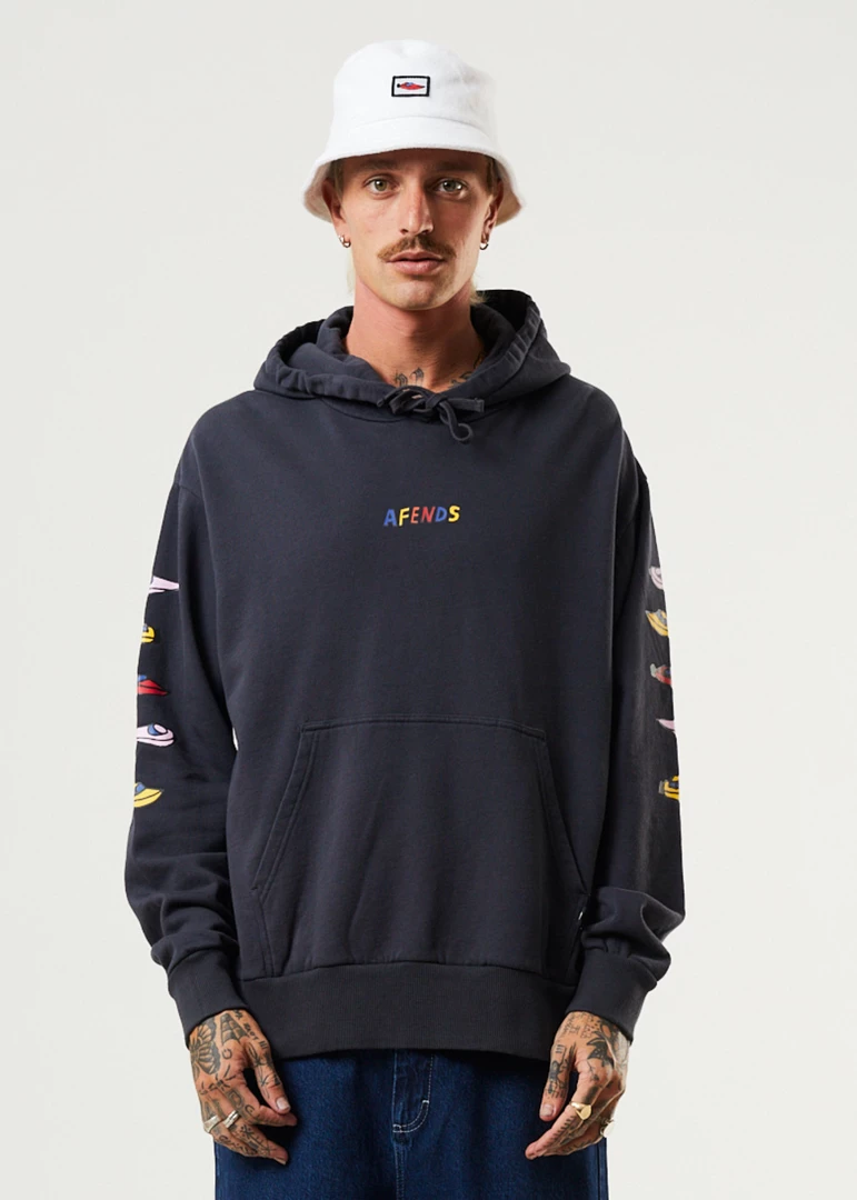 Clothing Afends Mens Wahzoo - Recycled Hoodie - Charcoal 1 Clothing Afends Mens Wahzoo - Recycled Hoodie - Charcoal