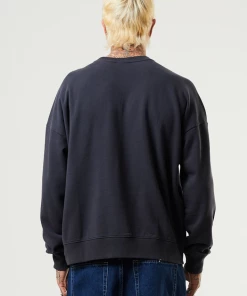 Clothing Afends Mens Wahzoo - Recycled Crew Neck Jumper - Charcoal