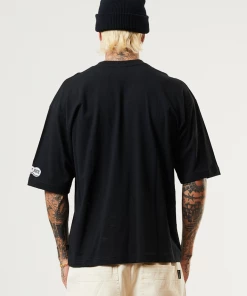 Afends Mens Ripple - Organic Oversized Graphic T-Shirt - Black