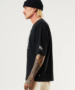 Afends Mens Ripple - Organic Oversized Graphic T-Shirt - Black