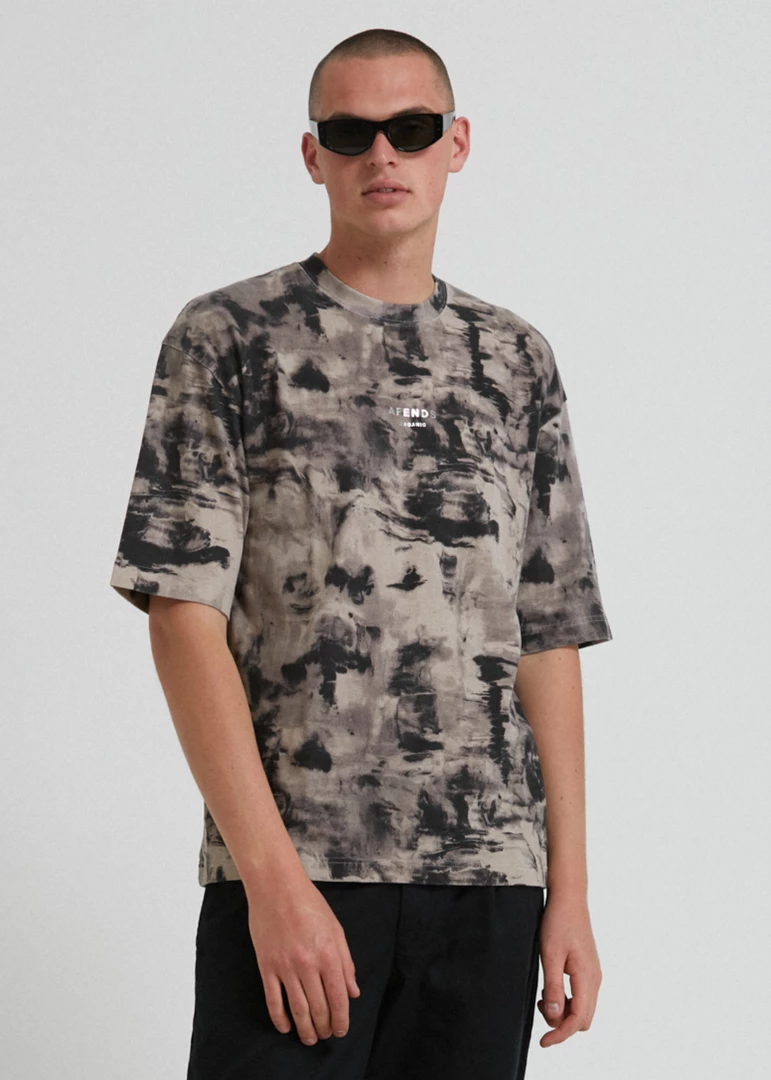 Afends Mens Smoke - Organic Weighted T-Shirt - Bone Clothing 1 Afends Mens Smoke - Organic Weighted T-Shirt - Bone Clothing