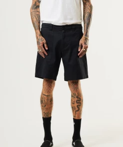 Afends Mens Chess Club - Hemp Relaxed Shorts - Black