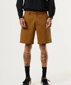 Afends Mens Ninety Twos - Recycled Fixed Waist Shorts - Chestnut Clothing