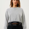 EVERYDAY ESSENTIALS Afends Womens Homebase - Hemp Cropped Crew Neck Jumper - Shadow Grey Marle