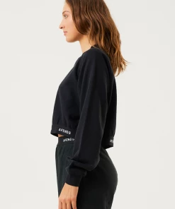EVERYDAY ESSENTIALS Afends Womens Homebase - Hemp Cropped Crew Neck Jumper - Black