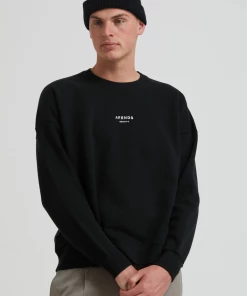 Afends Unisex Solitude - Unisex Organic Crew Neck Jumper - Black