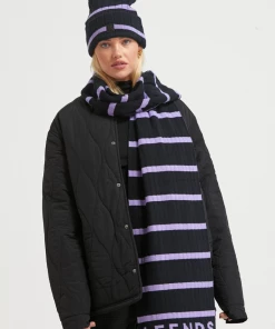 Clothing Afends Unisex Donnie - Hemp Knit Striped Scarf - Black