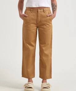 Afends Womens Shelby - Hemp Twill Wide Leg Pants - Chestnut EVERYDAY ESSENTIALS