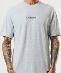 Clothing Afends Mens Overlay - Hemp Retro T-Shirt - Shadow Grey Marle