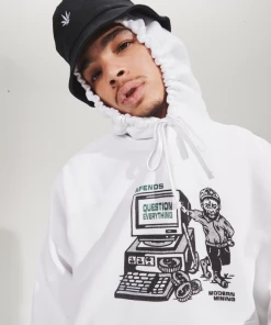 Afends Mens Ripple - Organic Graphic Hoodie - White