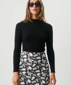 Afends Womens Iconic - Hemp Ribbed Long Sleeve Top - Black NEW ARRIVALS