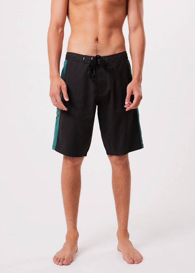 Afends Mens Walker - Hemp Fixed Waist Boardshorts - Black 1 Afends Mens Walker - Hemp Fixed Waist Boardshorts - Black