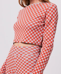 Clothing Afends Womens Operator - Recycled Cropped Long Sleeve Top - Coral