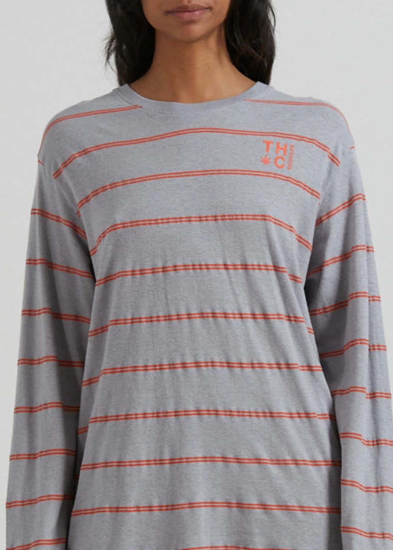 Clothing Afends Womens Interlude - Recycled Striped Long Sleeve T-Shirt - Grey 2 Clothing Afends Womens Interlude - Recycled Striped Long Sleeve T-Shirt - Grey