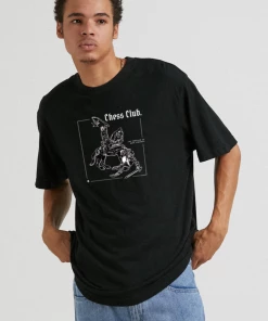 Afends Mens Chess Club - Hemp Retro Fit Graphic T-Shirt - Black