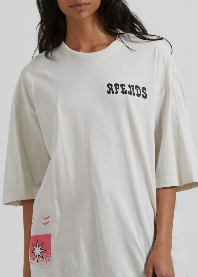 Afends Womens Shining - Recycled Oversized T-Shirt - Off White 2 Afends Womens Shining - Recycled Oversized T-Shirt - Off White