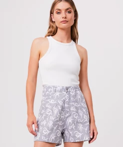 Afends Womens Tribal Seventy Threes - Organic High Waisted Shorts - Silver