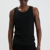 EVERYDAY ESSENTIALS Afends Mens Foundation - Hemp Ribbed Singlet - Black