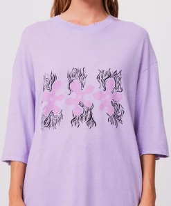 Afends Womens Pink Noise - Hemp Oversized Graphic T-Shirt - Orchid Clothing