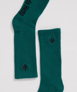 EVERYDAY ESSENTIALS Afends Unisex Happy Hemp - Crew Socks - Emerald