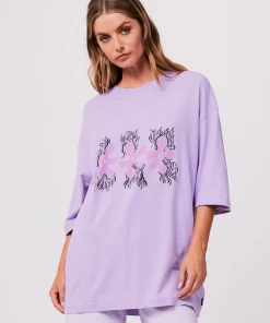 Afends Womens Pink Noise - Hemp Oversized Graphic T-Shirt - Orchid Clothing