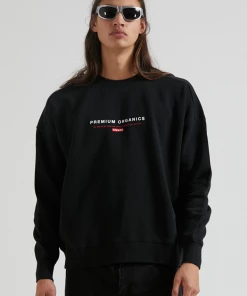 Afends Unisex Razor - Unisex Organic Crew Neck Jumper - Black Clothing